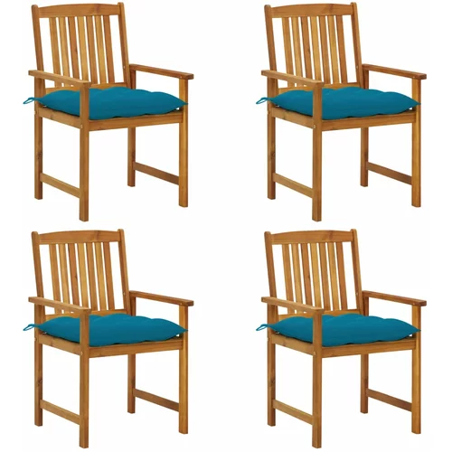  Redateljske stolice s jastucima 4 kom od masivnog drva bagrema