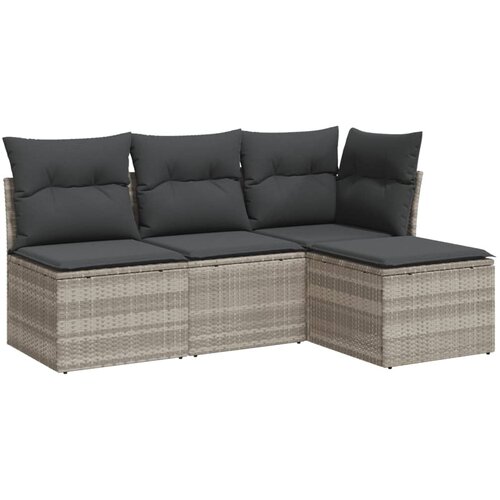 Maison Chic Seti vrtnega pohi&amp;scaron;tva - Vrtna garnitura - Vrtni pohi&amp;scaron;tvo set 4-delna z blazinami siv poli ratan, (21820099) Slike