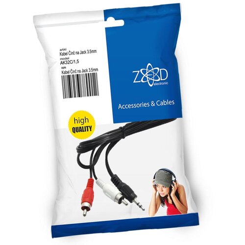 Zed Electronic Činč na Jack 3.5mm kabl, dužina 1.5 met. - AK32C/1, 5, Crni Slike