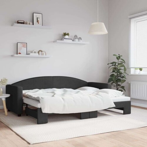 vidaXL Izvlečna dnevna postelja temno črna 80x200 cm blago Cene