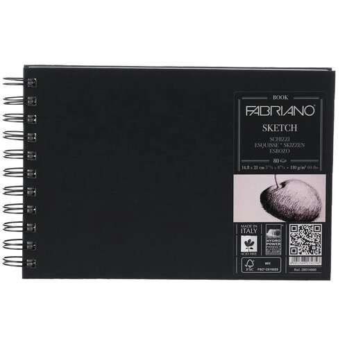 No Statovac Schizzi, sketch blok, sa spiralom, A5, 110gr, 80 lista, horizontalna, Fabriano Slike