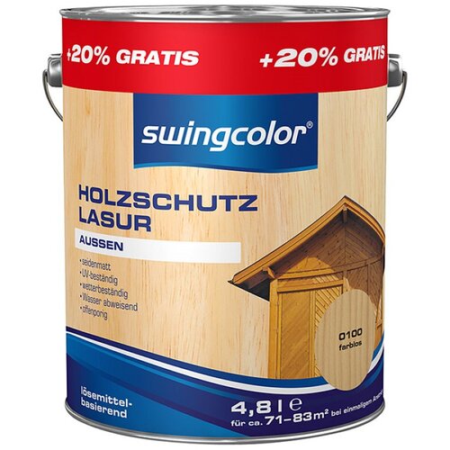 SWINGCOLOR Tankoslojna lazura za za&amp;scaron;čito lesa (brezbarvna, 4,8 l) Slike