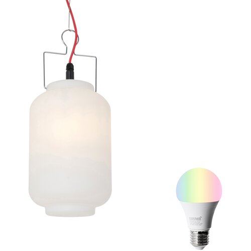 QAZQA Smart buiten hanglamp wit 20cm met rode stekker incl. Wifi A60 - Pion Cene