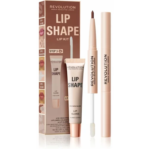 Makeup Revolution Lip Shape Kit set za usne nijansa Brown Nude 1 kom