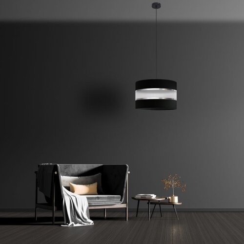  Luster na sajli HELEN 1xE27/15W/230V, prečnik 35 cm, crna/srebrna Slike