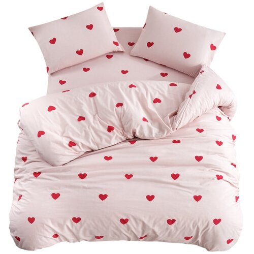 Mila Home Rožnata enojna/podalj&amp;scaron;ana posteljnina z rjuho/3-delna 160x220 cm Red Heart &amp;ndash; Slike