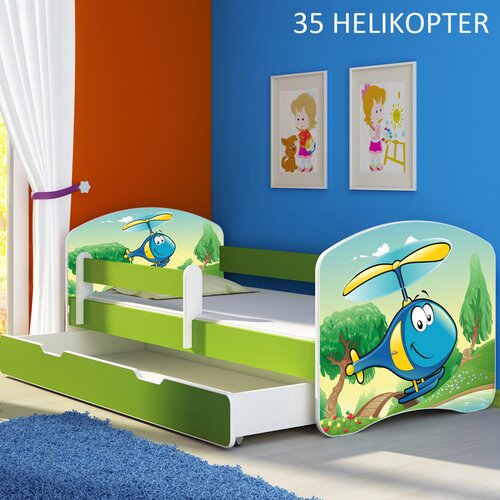  Otro&scaron;ka postelja ACMA z motivom, stranska zelena + predal 160x80 cm 35 Helikopter Cene