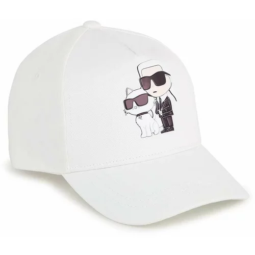 Karl Lagerfeld Otroška bombažna bejzbolska kapa bež barva