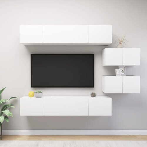 VidaXL 6-dijelni set TV ormarića visoki sjaj bijeli od iverice Slike