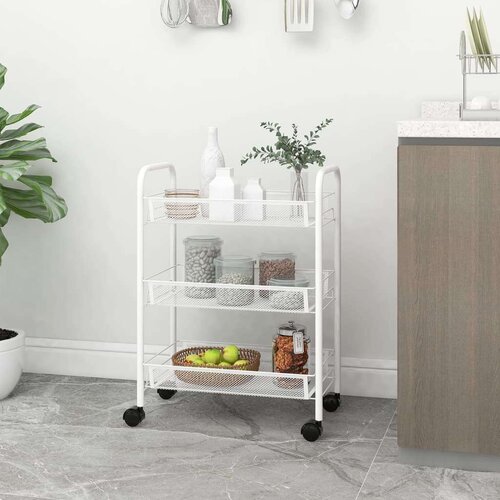 vidaXL Kuhinjska kolica s 3 razine bijela 46 x 26 x 64 cm željezna Cijene