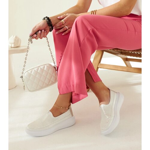 Gemre Women&amp;#039;s Silver Slip-On Brogues with Thick Soles Marcie Slike