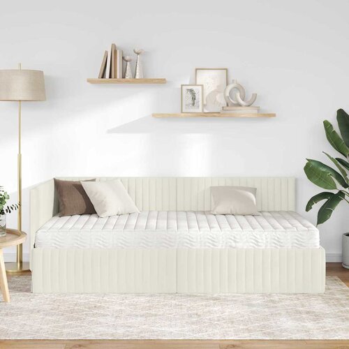  Kutni krevetni okvir s madracem 2 kom. Krema 90 x 200 cm Bar&amp;scaron;un Slike