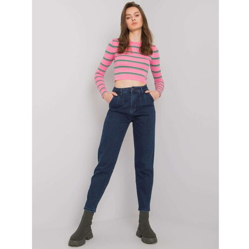 Fashion Hunters Dark blue mom jeans for women Slike