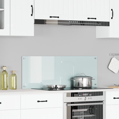 vidaXL Kuhinjski Backsplash Bijela Staklo 110 x 40 cm Izdržljivo Cijene