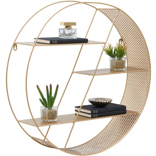 CARRYHOME stenski regal 60/60/15 cm zlate barve Cene