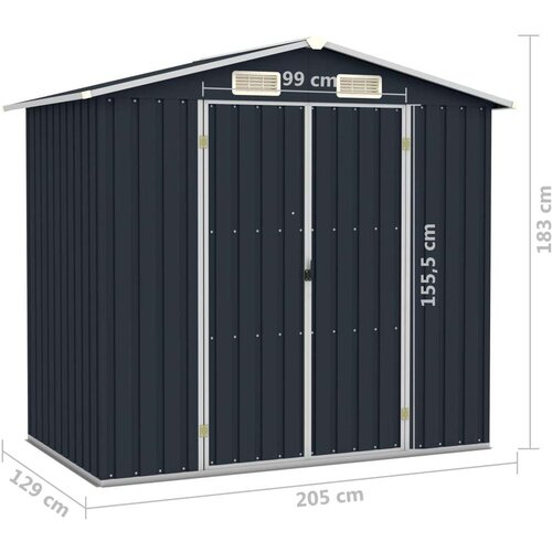 VidaXL Vrtno spremi&amp;scaron;te antracit 205 x 129 x 183 cm pocinčani čelik Slike