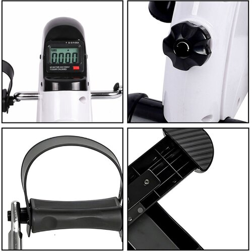 Mini sobni bicikl sa LCD zaslonom - bijeli Slike