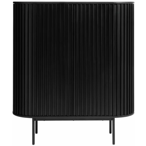 Unique Furniture Črna omarica v hrastovem dekorju 125x110 cm Siena –