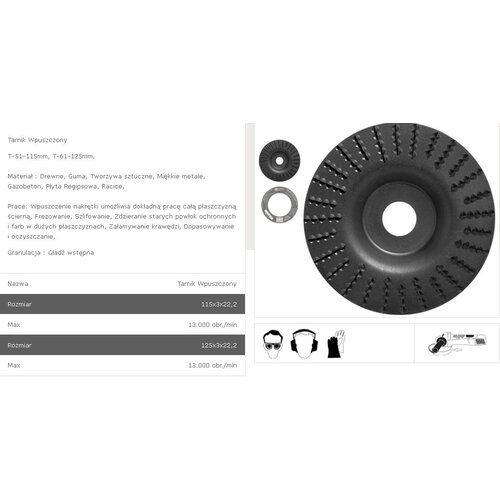 TARPOL tarnik vdolbina fi = 125 mm x 3 x 22,2 mm, predmočni T-61, (21108597) Slike