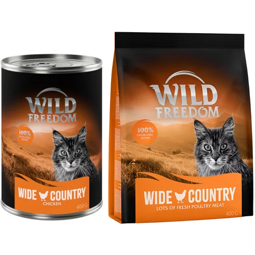Wild Freedom mokra hrana 12 x 400 g + suha hrana 400 g po posebni ceni! - Wide Country - Piščanec čisti + perutnina - brez žit