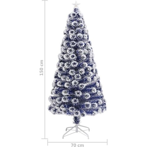 vidaXL Umjetno božićno drvce LED bijelo-plavo 150 cm optička vlakna Cene