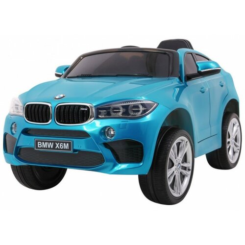 bmw X6 licencirani model 229-1 auto za decu sa kožnim sedištem i mekim gumama - metalik plavi Cene