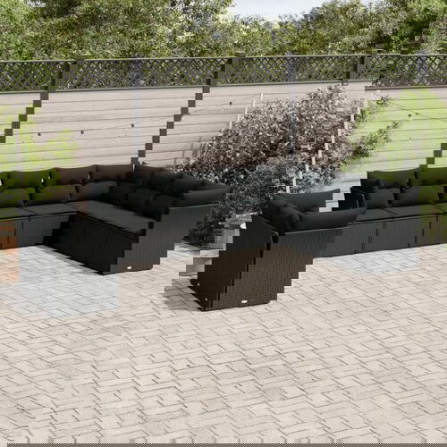 vidaXL 10-dijelni set vrtnih sofa s jastucima crni od poliratana Cijene