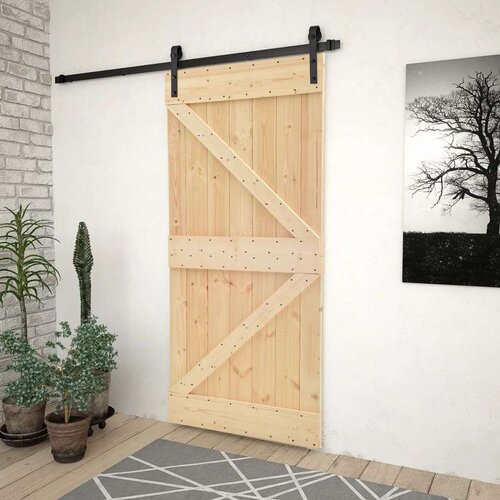  Klizna vrata s priborom za montažu 80 x 210 cm masivna borovina Cene