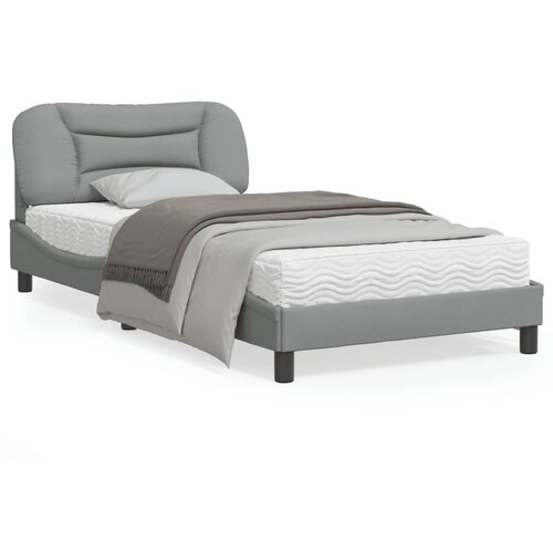 VidaXL Posteljni okvir z LED lučkami svetlo siv 100x200 cm tkanina Slike