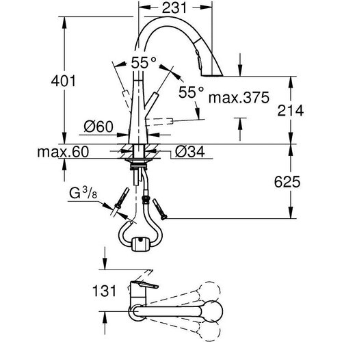 Grohe izvlečna enoročna kuhinjska armatura Zedra - supersteel (32294DC2) Slike