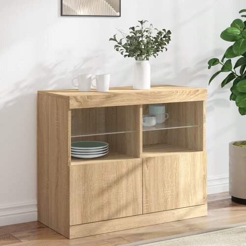  Komoda s LED svjetlima boja hrasta sonome 81x37x67 cm Cene