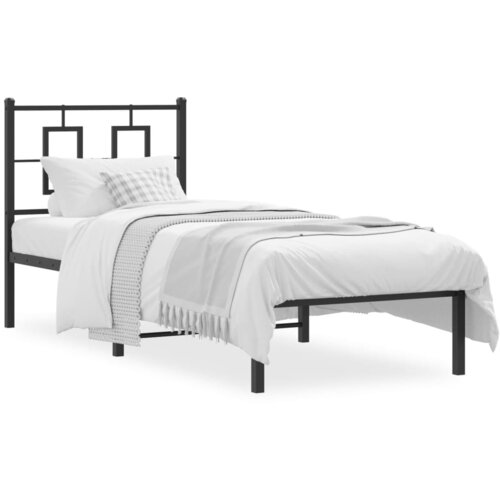 vidaXL Kovinski posteljni okvir z vzglavjem črn 80x200 cm Cene