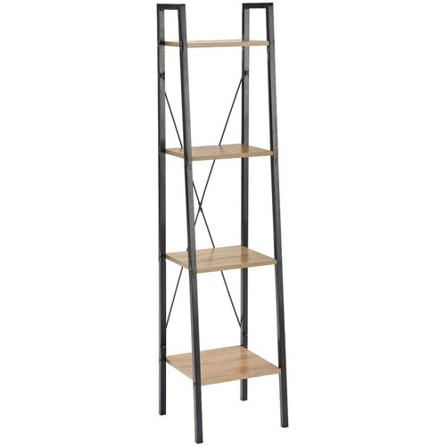  Polica za knjige NARVIK 148x34 cm crna/hrast sonoma Slike