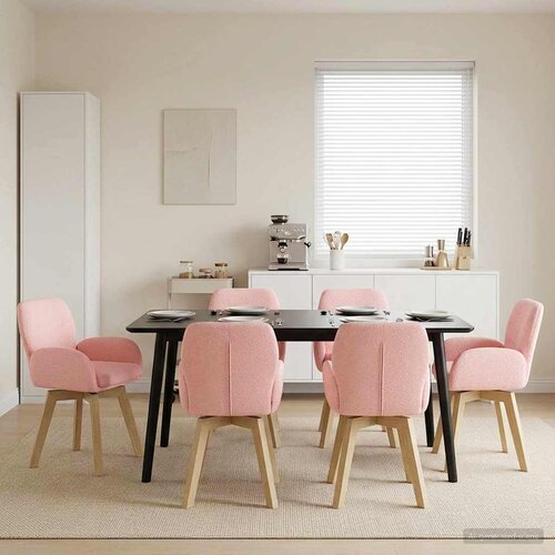 vidaXL Okretne blagovaonske stolice 6 pcs Boucl&eacute; Ružičasta Cijene