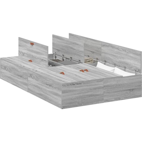 Maison Chic Posteljni Okvir - Dvoposteljna postelja za shranjevanje Siva Sonoma 120x190 cm, (22081618) Cene