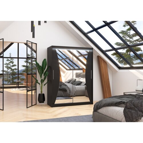 ADRK Klizni ormar s ogledalom MAX 150 cm - CRNA Cene