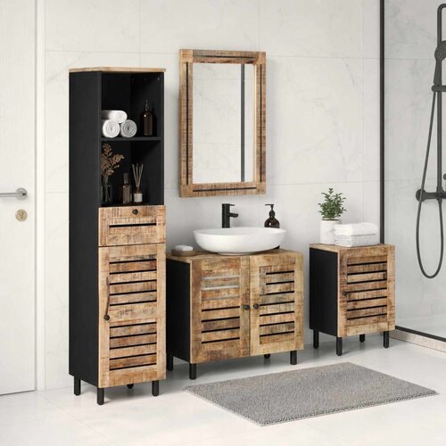  Set ormarića za kupaonicu 4 kom. Prirodna 38 x 33 x 160 cm Slike