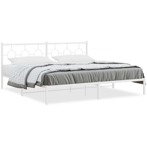  Metalni okvir za krevet s uzglavljem bijeli 193x203 cm Slike