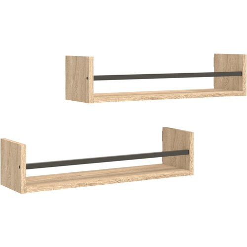 Maison Chic 2 kosi Stenske Police - Viseče police s prečkami sonoma hrast 60x16x14 cm, (21793342) Slike