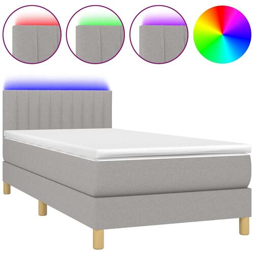  box spring s madracem LED svjetlosivi 90x190 cm tkanina Slike