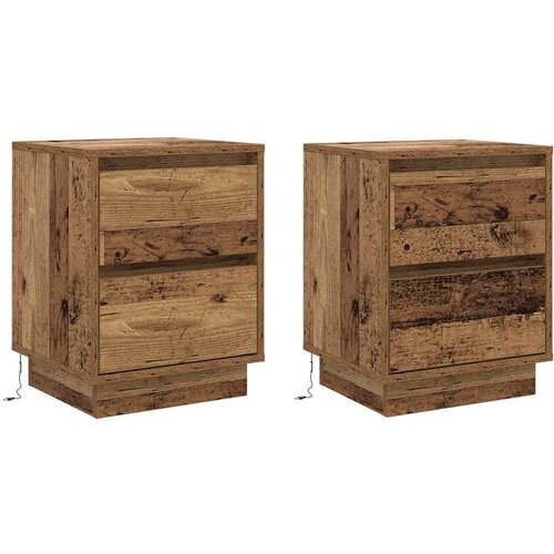  Noćni ormar s ladicama 2 pcs Staro drvo 39 x 34,5 x 50 cm Slike