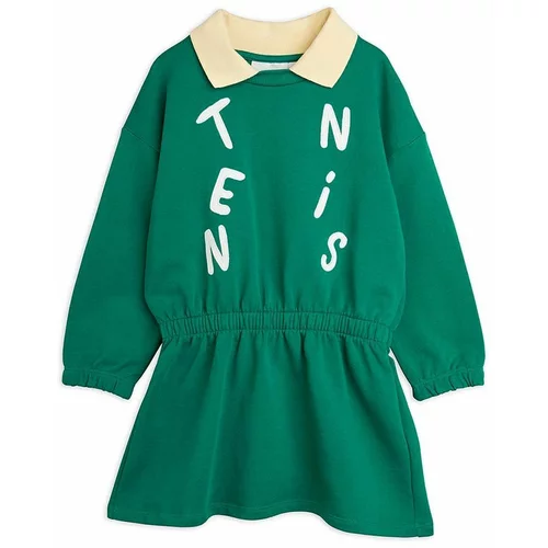 Mini Rodini Dječja pamučna haljina boja: zelena, mini, širi se prema dolje