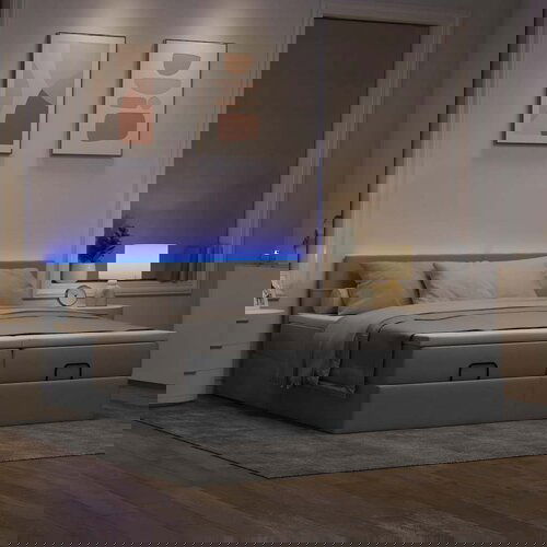 VidaXL Otomanski posteljni okvir z vzmetnicami siv 180x200 cm blago Slike