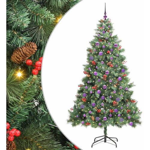 vidaXL Umestno božično drevo z LED lučmi Zelena 210 cm PVC in kovina, (5000067587) Cene
