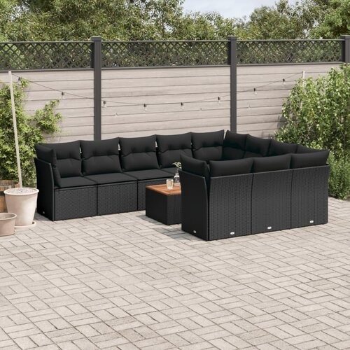 vidaXL 11-dijelni set vrtnih sofa od poliratana s jastucima crni Cijene