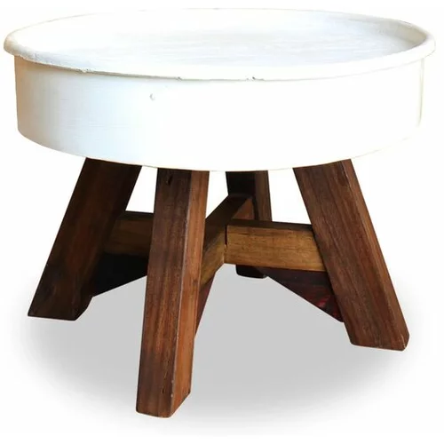  Klubska mizica iz trdnega predelanega lesa 60x45 cm bela