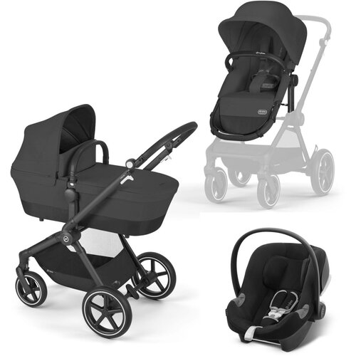 Cybex Eos Lux 3 u 1 Kolica za bebe Moon Black, Crna Slike