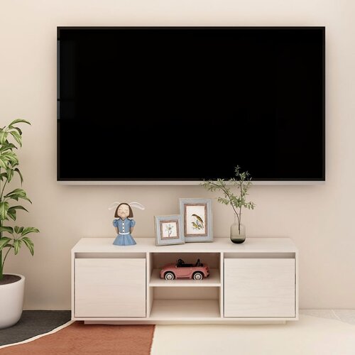 TV ormarić bijeli 110 x 30 x 40 cm od masivne borovine Cene