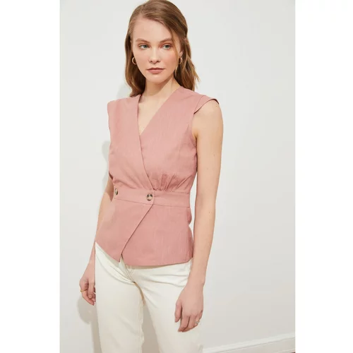 Trendyol Dried Rose Bone Button Detailed Blouse