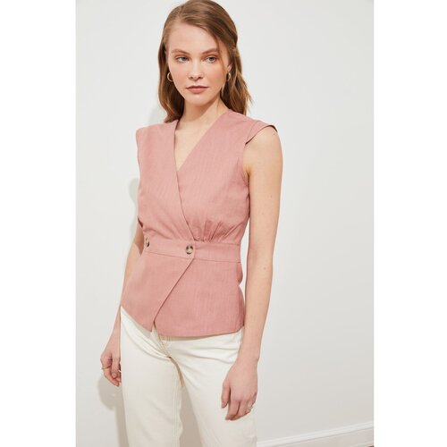 Trendyol Dried Rose Bone Button Detailed Blouse Cene